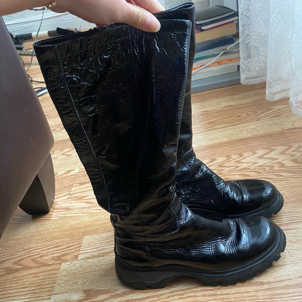 Patent leather Prada boot.